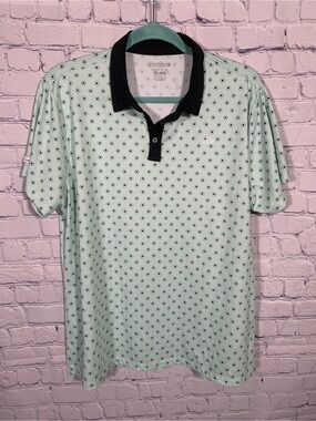 Good Good Golf Polo Womens Blue Diamond Print Size 2X Preppy Golf Prep Casual